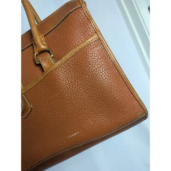 Vintage Dooney & Bourke Pebble British Tan Vachetta Leather Satchel Bag USA - Picture 15 of 16